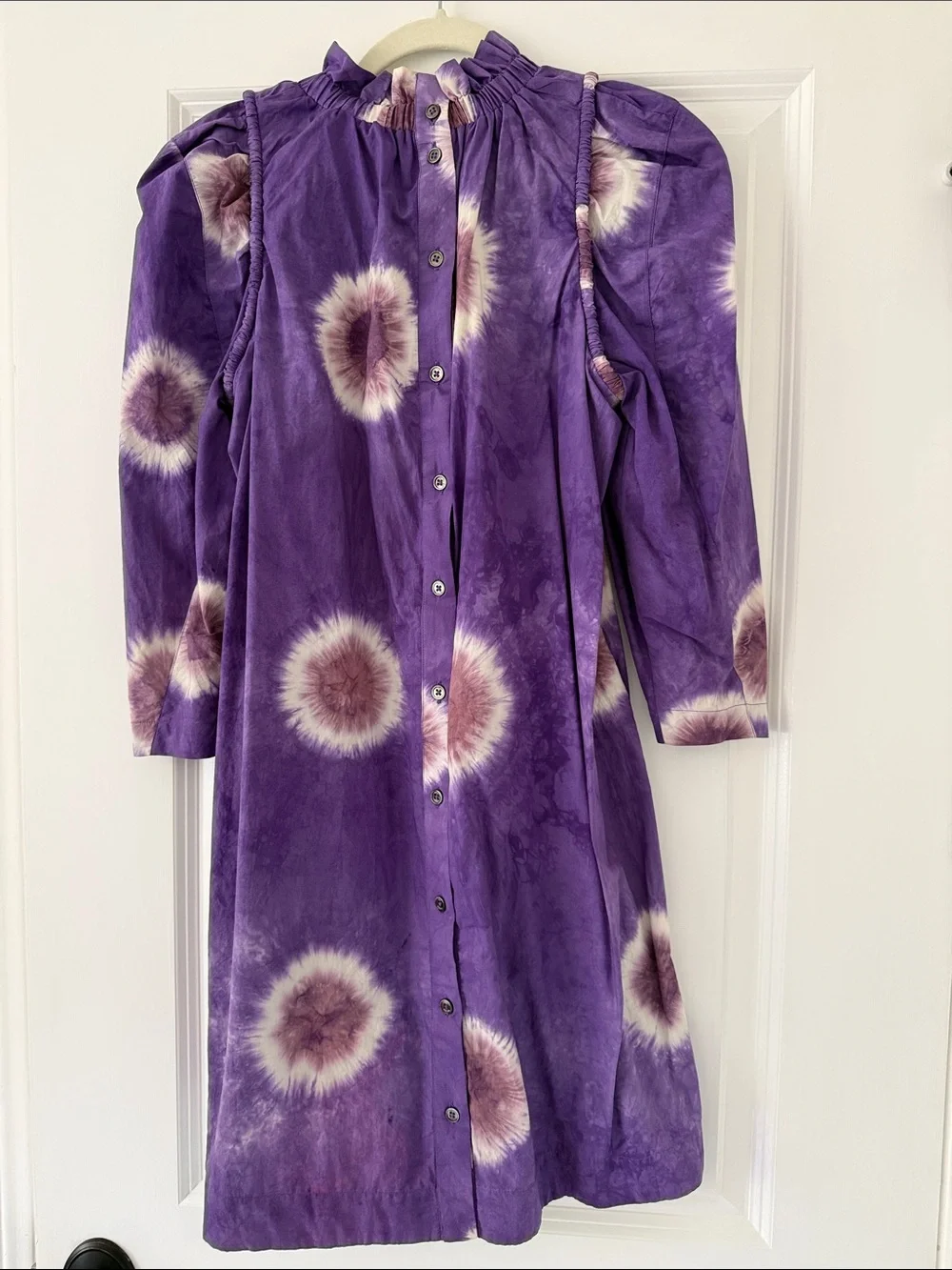Sea New York Purple Tie-Dye Ruffled Neck Dress - Picture 3 of 4